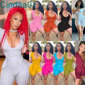 Kvinnor Jumpsuits Deingner Slim Sexy Deep V Elastic Strip Waistband Rompers Skinny Onesies Bodysuits Streetwear Plus Storlek