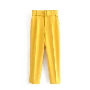 Damskie solidne luźne spodnie mody trend wysokiej talii szerokiej gusty nóg spodnie designerskie jesień dorywczo z paskami Slim Spodnie dla pań