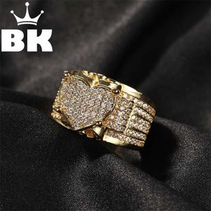 Hip Hop Męski Big Love Ring Men Słynna marka Iced Out Micro Pave CZ Punk Rap Biżuteria Rozmiar 211217