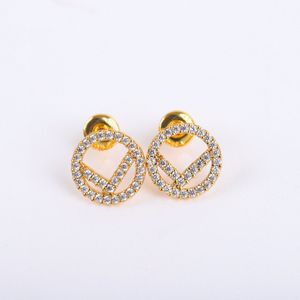 Fashion gold Stud earrings aretes for lady Women Party wedding lovers gift engagement jewelry for Bride with box NRJ