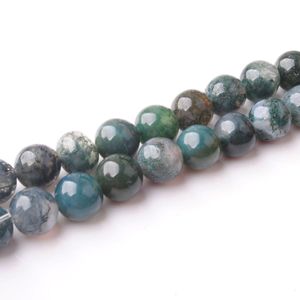 WOJIAER Natural Algae Agate Stone Round Ball Loose Beads 1 Strand For Jewelri Make DIY Bracelet Jewelry 4 6 8 10 12mm BY923