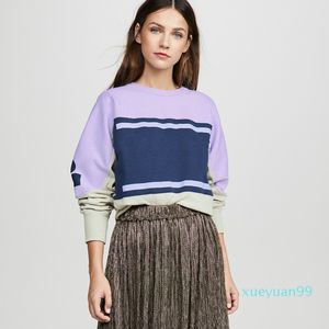 Marant Sweatshirt Color Matching Vintage O-Neck Long Sleeve Street Pullover Sweatshirts Fashion Spring Autumn Sweater Shirt