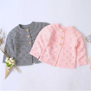 Baby Girls Knit Carding Candy Color Clothing Kids Children ted Jacket Long Sleeve Sweater Coat Boys 211011