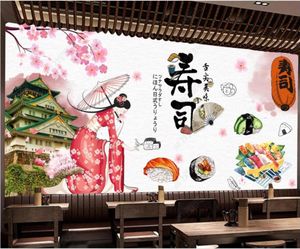 Carta da parati 3d Po Carta da parati personalizzata Attrazione turistica giapponese Cucina Sushi Restaurant Murales negli sfondi del soggiorno