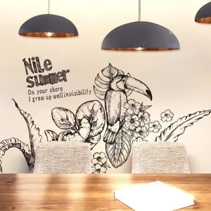 Wall Stickers Black White Sketch Birds PVC TV Background Creative Decorative Dining Hall Dormitory Art DIY Posters