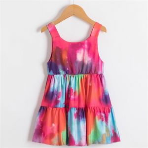 Vestido verão criança roupas costura multicolor es para meninas traje crianças princesa crianças roupas 210528