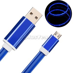 Lysdiod Flödande Ljus Magnetiska Telefonkablar Typ C USB-C Micro USB Laddningskabel för Samsung HTC LG Android PC