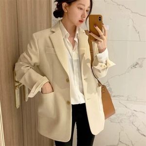 Koreansk stil ol arbete bär blazer för kvinnor höst smala eleganta blazers damer toppar passar avslappnad singel breasted coat 210514