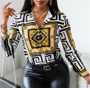 Designer Polo Shirts women's stitching tops fashion printed long-sleeved T-shirt sexy personality blouse shirt Causal Business Plaid Coats