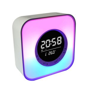 P10 Colorful Light Bluetooth Speaker Table RGB Lamp Sound Box with LED Display Alarm Clock Hifi Radio Micro SD Card Slot U-disk