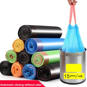 Trash Rubbish Drawstring Garbage Bags Household Thicken Heavy Duty Disposable Plastic Bag Closure Handles Storage Load-bearing Bin YL0319