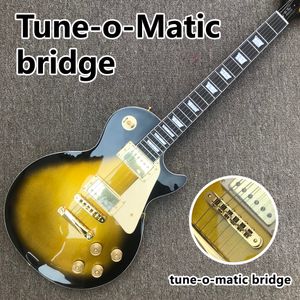 Chitarra elettrica con tastiera in palissandro, top dorato con bordo nero, ponte Tune-o-Matic, chitarra elettrica con corpo in mogano massiccio