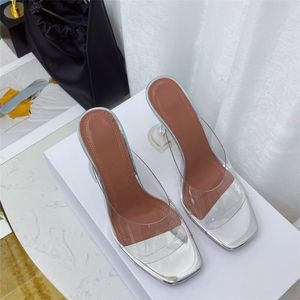 Mulheres Sandálias Transparentes PVC HEELS Apontaram Rystal Copo Alto Salto Slingbacks Sandal Party Peep Toe Shoes