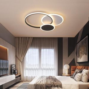Chandeliers Black/White Modern LED Chandelier Lights For Foyer Bedroom Light Fixtures Techo Lighting Luces Decoracion