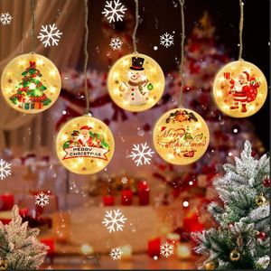 Decorazioni natalizie Luci a LED stringa colorata pittura appesa luce tenda decorazione domestica Lampada atmosfera Nessuna batteria