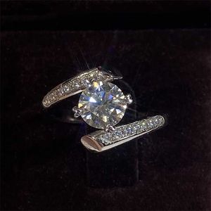 ring 925 Solid Silver 1CT with D Color VVS1 Excellent Cut Women Engagement Gift Lab Diamond Real 211217