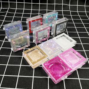 wholesale 3D 5D False Eyelashes Packaging Empty Lash Case Glitter Synthetic diamond Eyelash Box suitable for mink lashes of 10-25mm