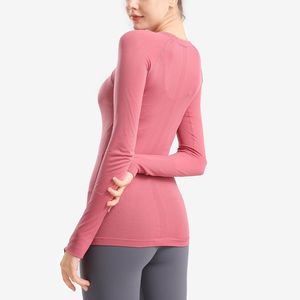 Women Clothing Tops Tees T-shirts Tracksuit Sweatshirt Designer Apparel Yoga Clothes Tight-fitting Slim Long-sleeved T-shirt Quick-drying Ladies Fitness