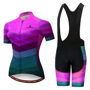Miloto Pro 팀 여름 사이클링 저지 세트 자전거 의류 통기성 여성 짧은 소매 셔츠 자전거 턱받이 반바지