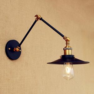Svart aplik retro loft vintage vägglampa svänger lång arm ljus ledde edison industriell sconce arandela lamparas de pared lampor