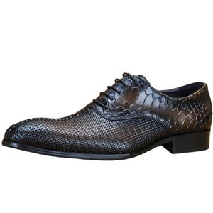 Dress Shoes Italian Men Oxford Brown Black Crocodile Prints Formal Lace Up Pointed Toe Leather