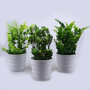 Dekoratif Çiçekler Çelenkler 1 ADET Yapay Ökaliptüs Bitki Bonsai Plastik Ağacı Pot Sahte Yaprakları Saksı Süsleme Ev Dekorasyon El Gard Için