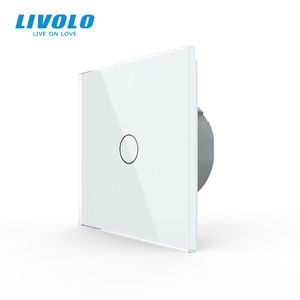 Smart Home Control Livolo Wall Light Touch Switch med kristallglaspanel färgstark brytare LED indikatorlampa universella omkopplare