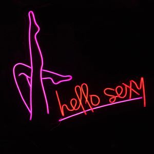 „Hallo sexy“ und schöne Beine Schild Store Restaurant Bar Geschenkeladen Türdekorationstafel LED-Neonlicht 12 V Superhell