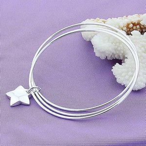 Moda Silver Color Bangles Biżuteria Silver-Color Star Urok Bransoletki Bransoletka Srebrna Bransoletka Pulsera de Plata Q0719