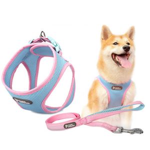 Dog Harness And Leash Cat Harness Breathable Mesh Adjustable Pet Harness Puppy Cat Vest Collar For Small Medium Dogs Chihuahua 210712