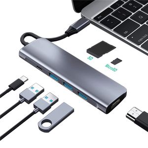 متعددة الوظائف 7 في 1 USB-C HUB USB3.0 2XUSB2.0 HDTV SD TF قارئ بطاقة PD شحن ل MacBook Tablet