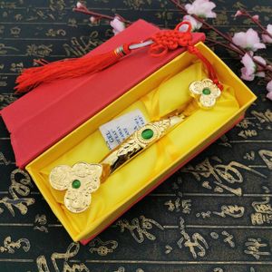 Decorative Objects & Figurines Chinese Amulet Crafts Copper Ruyi Shoehorn Home Ornament Creative Gift Box Decor Decore Decoration