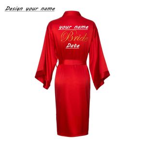 JArmissli Personalizado Noiva Robe Team Mulheres Casamento Custom Bathrobe Feminino Satin Silk Drawsmaid Vestes para Noiva 210924