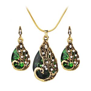 Naszyjniki wisiorek Vintage Naszyjnik Damski Kolczyk Paw Jewel Ornaments Ear Studs Jewellery Collier Femme Collares de Moda