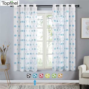 Topfinel Embroidered Football Sheer Curtain for Living Room Bedroom Children Kids Room Tulle Window Curtain Yarn Drapes 210712