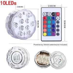 LED uzaktan C-ontrol Duvar Lambası Dalış Mum Akvaryumu IP68 Su geçirmez 10 Hafif Ana Deco Sualtı Yüzme Havuzu Peyzaj Vazo Alışveriş Merkezi Sahne