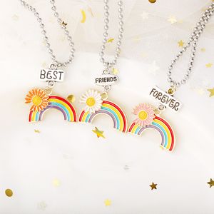 Mode Daisy Regenbogen Halskette Emaille Cartoon Kinder Gute Freunde Für Immer Anhänger Halsketten Schmuck Geschenk