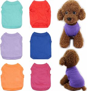 12 Color Dog Apparel Shirts Pink Vest for Doggy Cats Large Doggi Vacation T-Shirt Female Pet Clothing Pup Clothes Cotton Summer Shirt Small Dogs Cat Pets Costumes A120