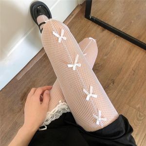 Socks & Hosiery Lolita Style Sexy Women Tights Japanese Kawaii Cute Bowknot Stockings Summer Nylon Mesh Fishnet Vintage Nightclub Pantyhose