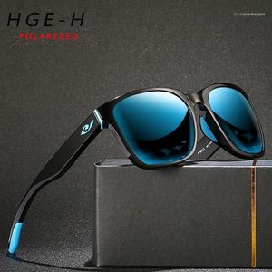 Солнцезащитные очки HGE H Fashion Square Polarized Men Спорт Стиль Дизайн Солнцезащитные Очки Легкая рамка UV400 Очки Gafas N731