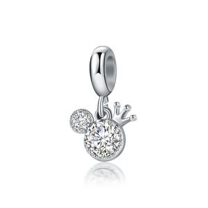 Se encaixa Pandora Sterling Silver Pulseira 30 Pcs Crown Crystal Dangle Beads Charms para European Snake Charm Chain Moda DIY Jóias Atacado
