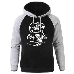 Капюшона Cobra Kai Dojo Raglan Теплый флис мужской с капюшоном толстовка с капюшоном улица хип-хоп Мужская капюшона Корейский с длинным рукавом повседневная мужская толстовка W220221