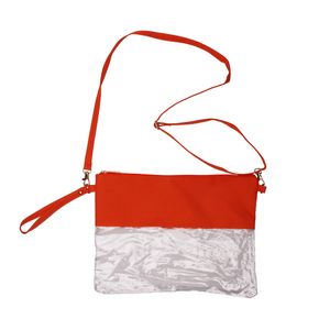 Wholesale PVC Clear Cosmetic Bag 25pcs Lot USA Local Warehouse Color Trim Makeup Bags Stadium Pattern Transparent Wristlet Daybag DOMIL106-1056