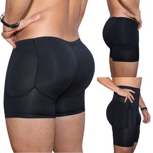 Cuecas boxers masculinas, roupa íntima, preto, acolchoado, intensificador de bunda, moldado, cueca boxer S-3XL 3xl