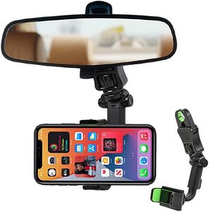 360° Car Multifunctional Rearview Mirror Phone Holder Mount Phone and GPS Holder Rotatable Seat Hanging Clip Adjustable Bracket With Retail Box New