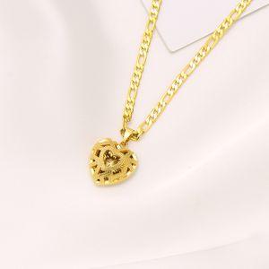 Ciondolo a maglia Ciondolo Cuore Italiano Figaro Collana Collana Catena di collegamento 18K Giallo solido GF 24 