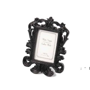 ビクトリア朝のスタイルの樹脂白い黒いバロック絵/フォトフレームプレースカードホルダーブライダルウェディングシャワーの好意