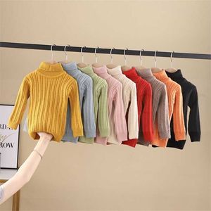 Filologia Winter Boy Girl Kid Gruby Dzianiny Dnia Turtleneck Koszule Baby Pure Color High Collar Pullover Sweter 211201