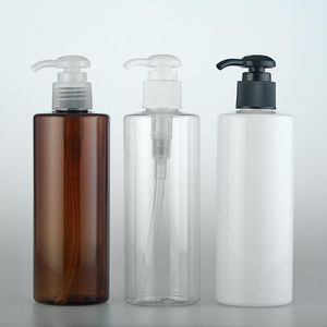 Lagringsflaskor JARS 20PCS 250ml Tom runda lotionpump Kosmetisk flaskbehållare Amber Shampoo Containrar med flytande tvål Dispenser Ref
