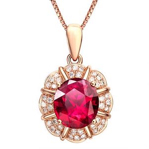 Pendant Necklaces MOONROCY Crystal Chokers Necklace Rose Gold Color Red Round For Women Female Drop Jewelry Wholesale Gift